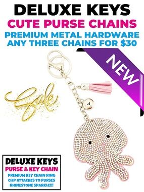 DeLuxe Keys Rhinestone Keychain/Purse Chain LAVENDER OCTOPUS
